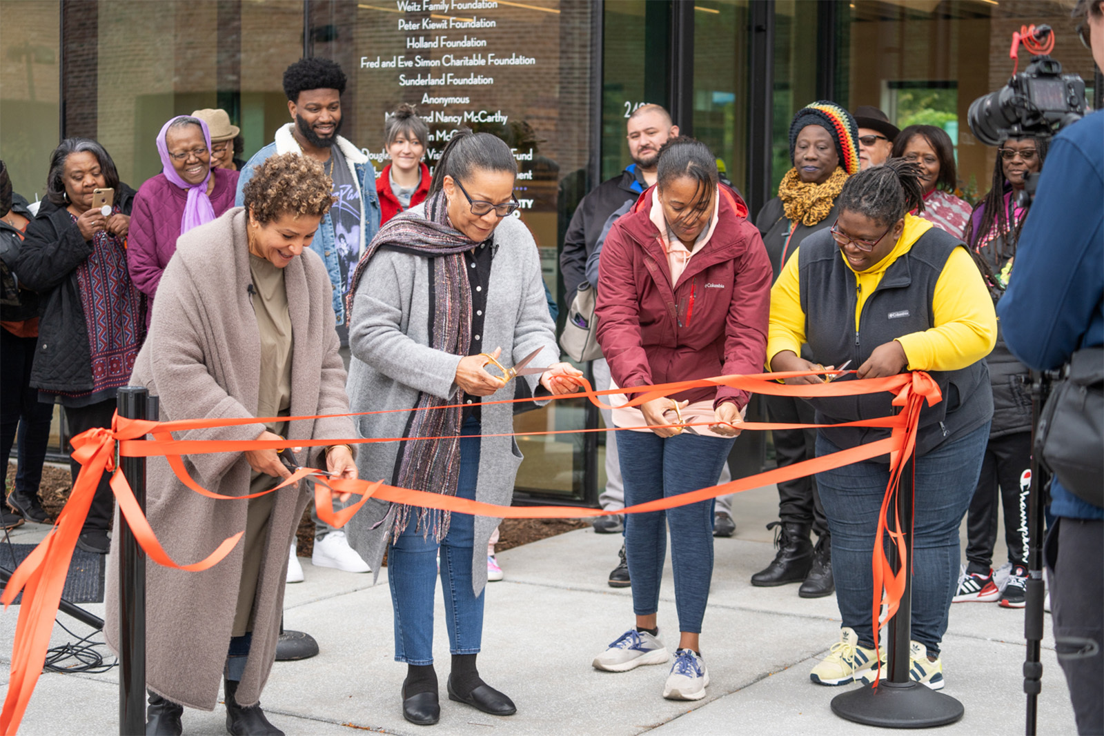 2023 Annual Appeal Photo of ribbon cutting outside the Shirley Tyree Theater