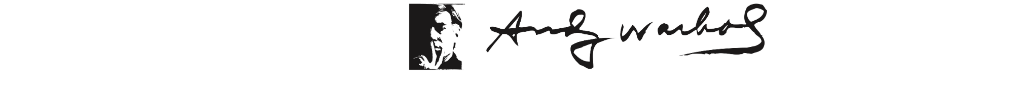 Andy Warhol Foundation for the Visual Arts Logo - two-tone portrait of Warhol and his signature - 4