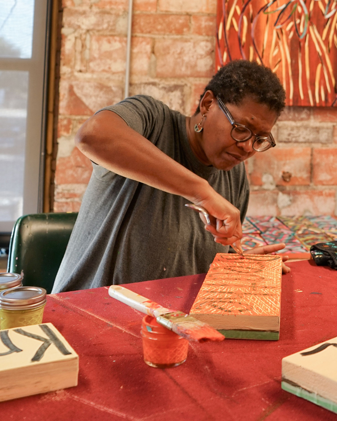 Patty Talbert at work in her studio