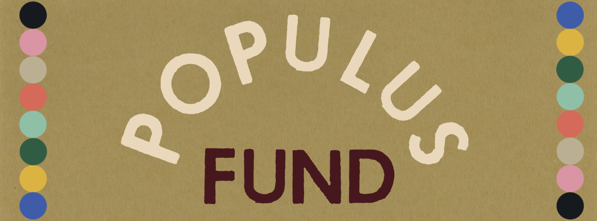 Populus Fund logo against a tan background with colorful dots along the margins