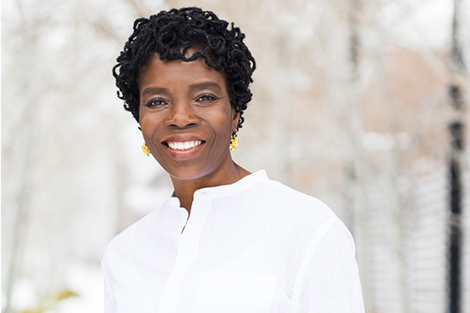 Portrait photo of Demetria Geralds standing in the snow landscape